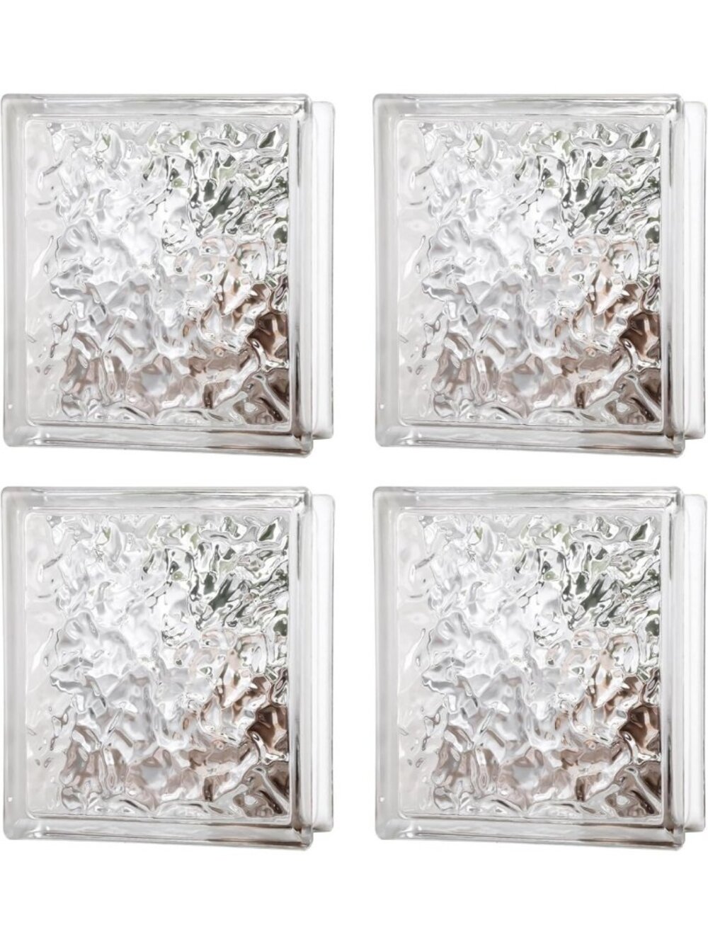 4 Pack High Transparency Ice Crystal Square Glass Bricks for DIY & Decor
